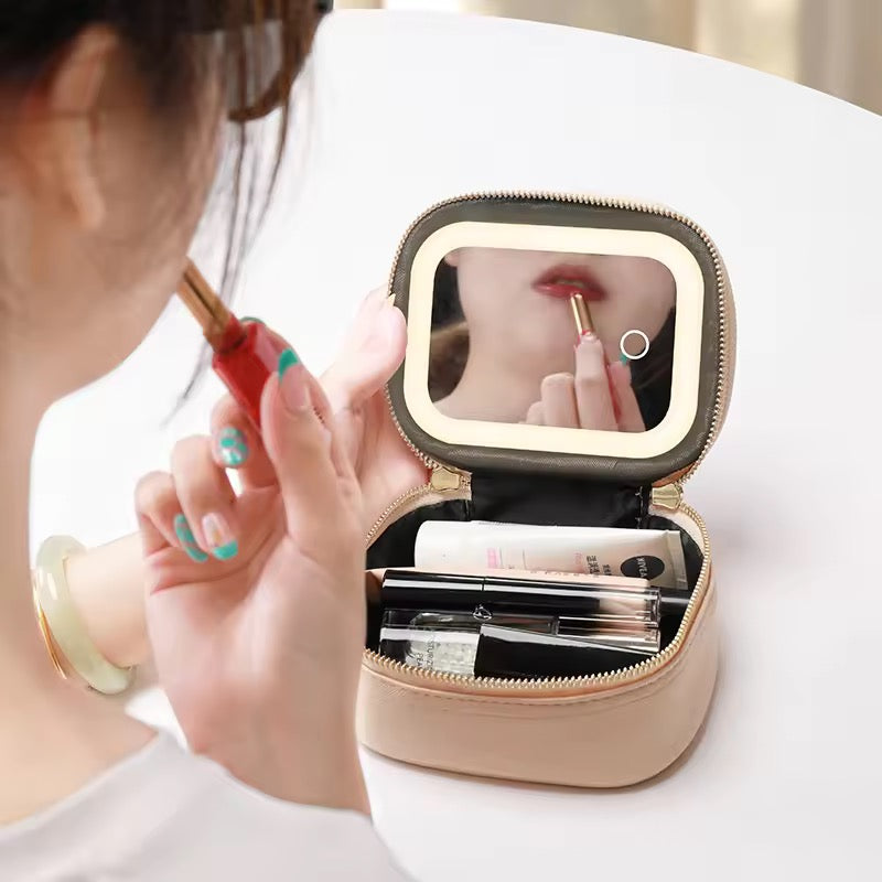 Travel Makeup Bag with LED Mirror