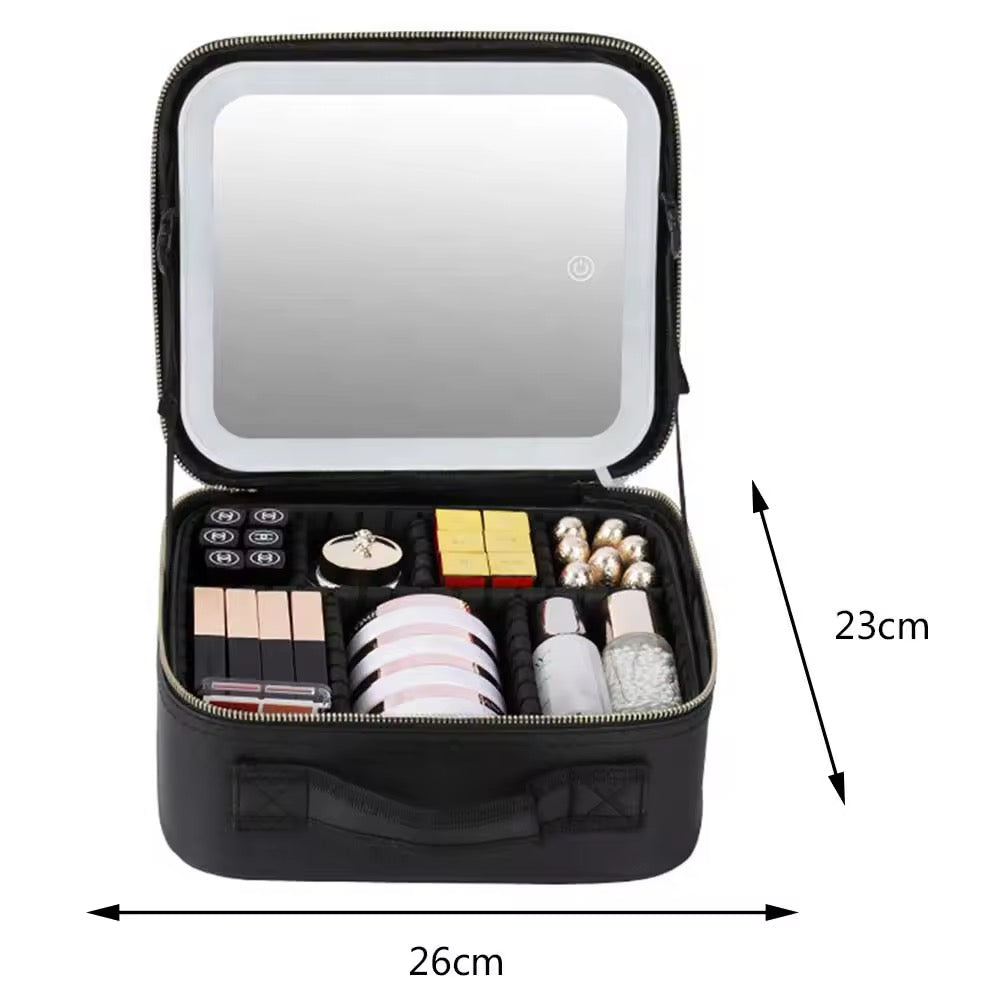 Travel Makeup Bag with LED Mirror