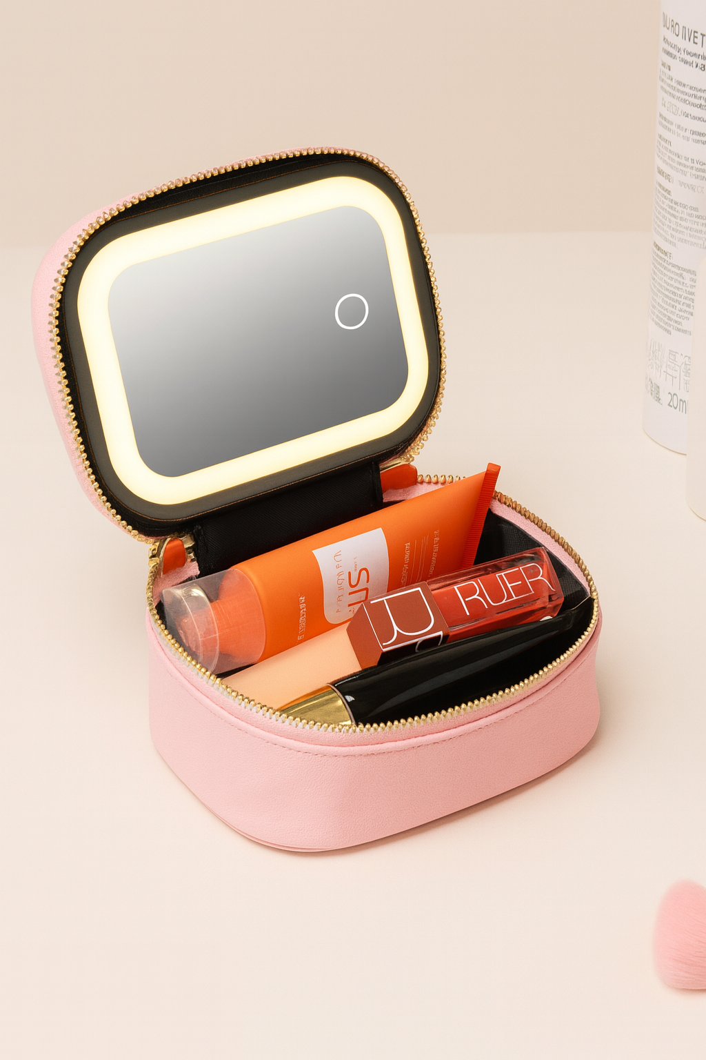 Travel Makeup Bag with LED Mirror