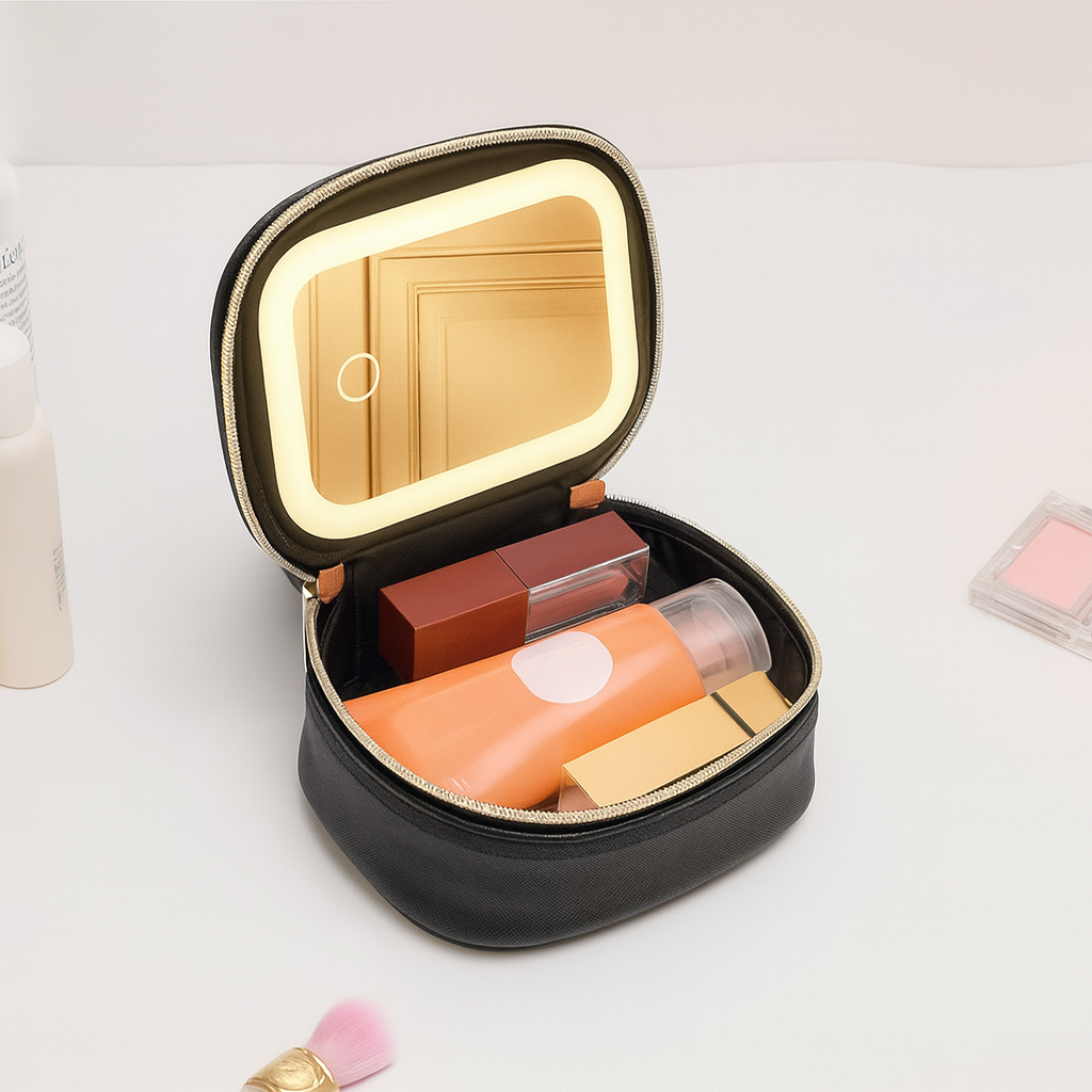 Travel Makeup Bag with LED Mirror