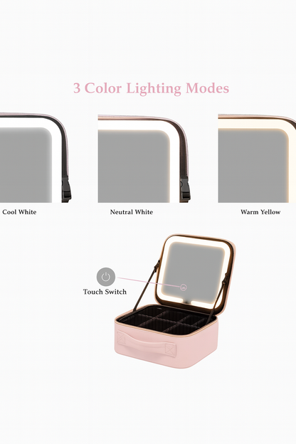 Travel Makeup Bag with LED Mirror