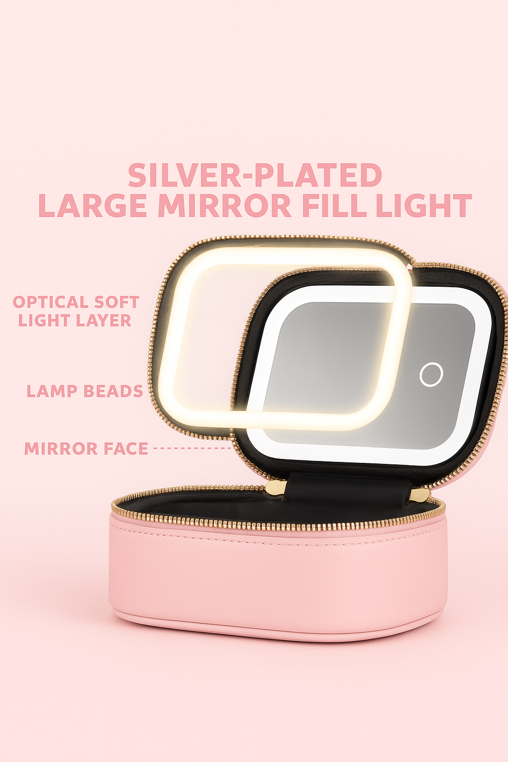 Travel Makeup Bag with LED Mirror