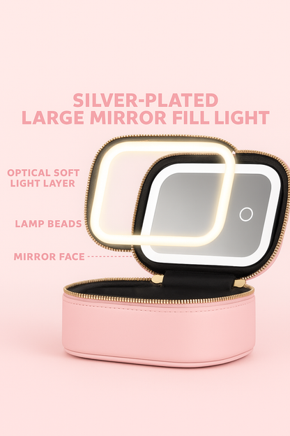 Travel Makeup Bag with LED Mirror