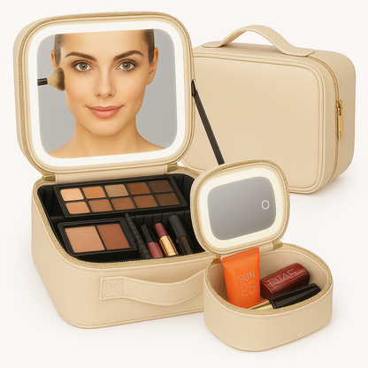 Travel Makeup Bag with LED Mirror