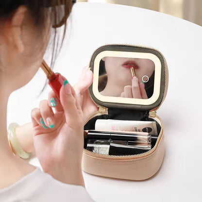 Travel Makeup Bag with LED Mirror