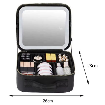 Travel Makeup Bag with LED Mirror