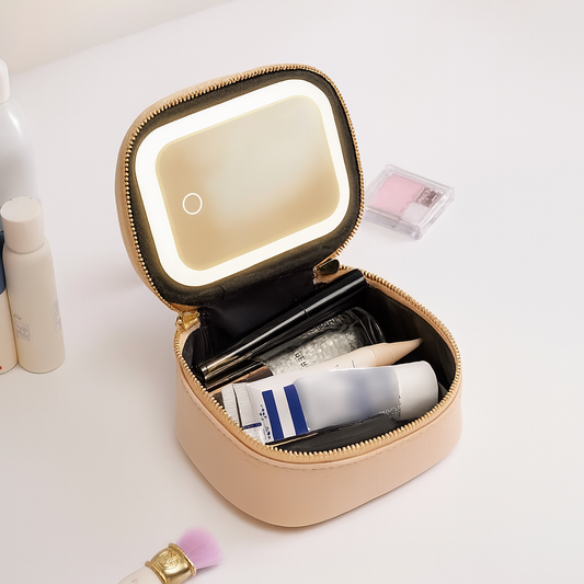 Travel Makeup Bag with LED Mirror