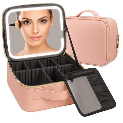 Travel Makeup Bag with LED Mirror