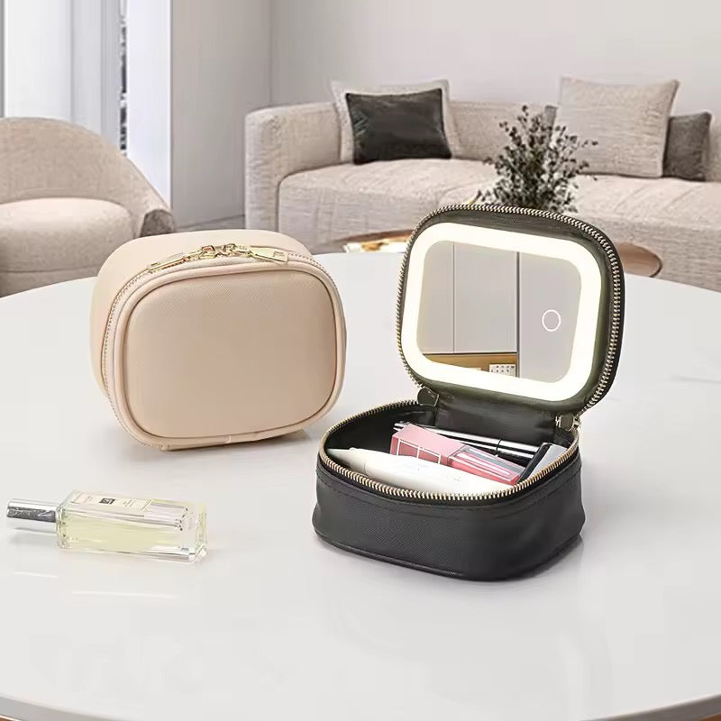 Travel Makeup Bag with LED Mirror