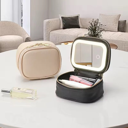 Travel Makeup Bag with LED Mirror